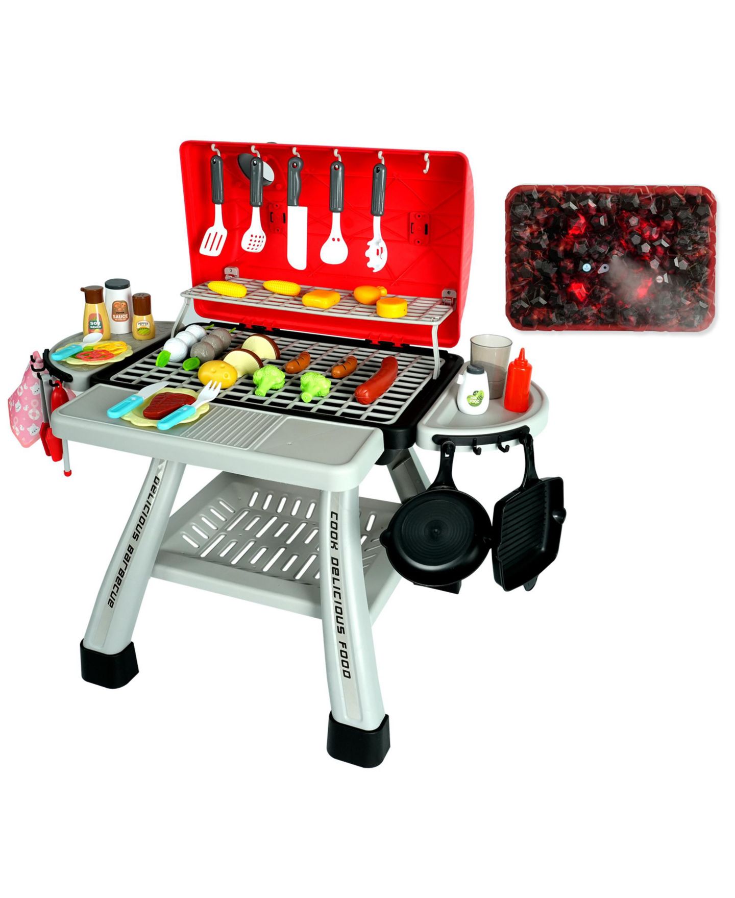 Детская игрушка Easy Playhouse BBQ Grill Realistic Smoke, Sound & Light 41-Piece Playset, Ages 3+, цвет: Open Miscellaneous — фото 8