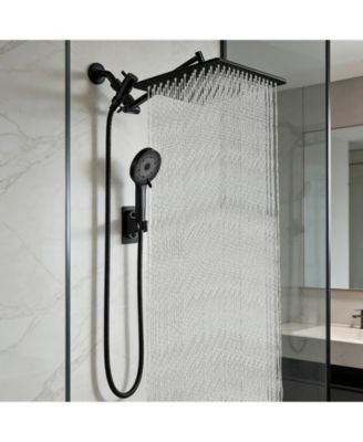 12" Shower Head Rain Adjustable Extension Arm Handheld Spray Hose Holder