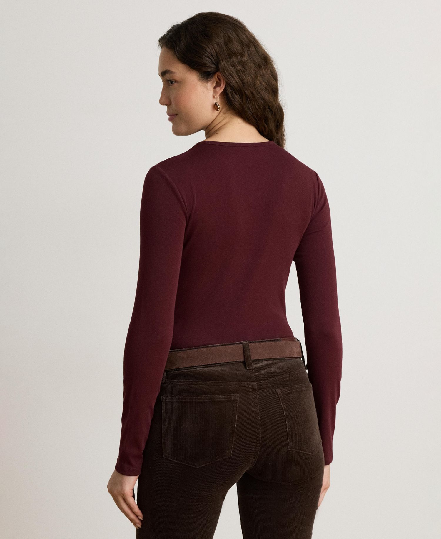 Cotton-Blend Long-Sleeve Top