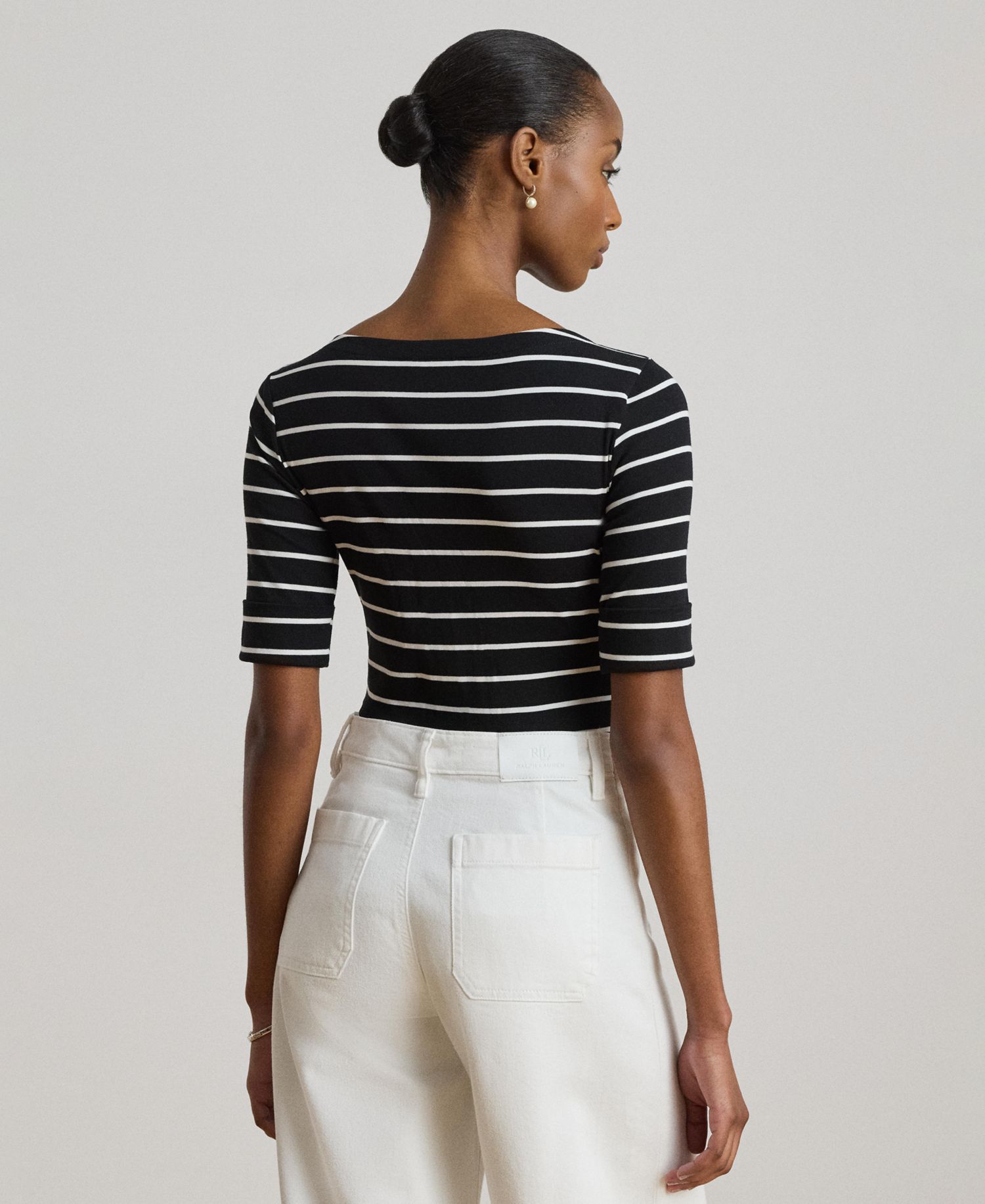Women's Striped Boat Neck Top