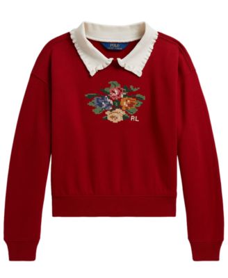 Girls' 7-16 Collared Fleece Sweatshirt