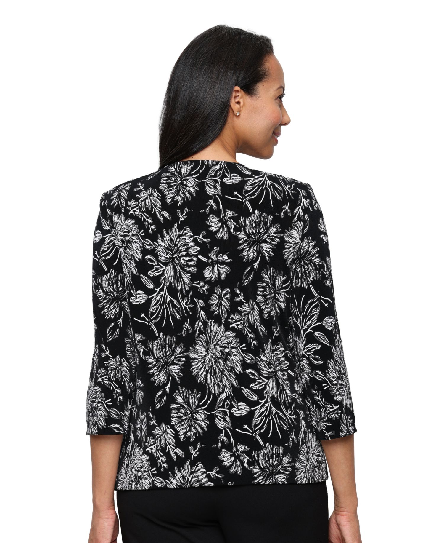 Women's 3/4-Sleeve Glitter Knit Twinset Jacket and Tank Set