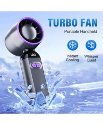 Handheld Turbo Fan, 100-Speed Portable Mini Fan with 12800 RPM Strong Airflow, USB-C Rechargeable Personal Fan for Travel, Camping.
