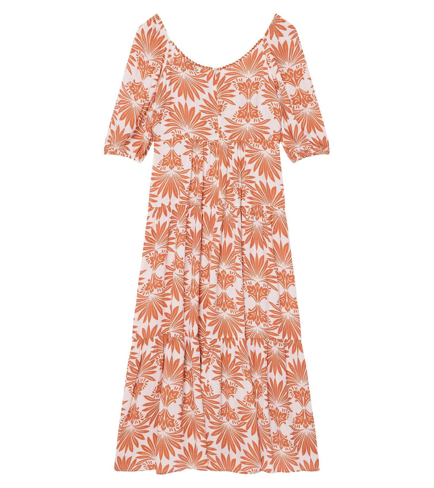 Women's Floral V-Neck A-Line Midi Dress