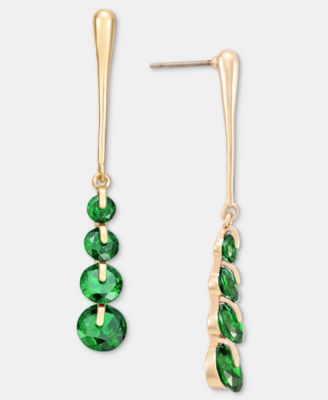 Cubic Zirconia Gold-Tone Linear Dangle Earrings