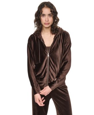 Women's Full Zip Ribbed Super-Soft Velour Hoodie