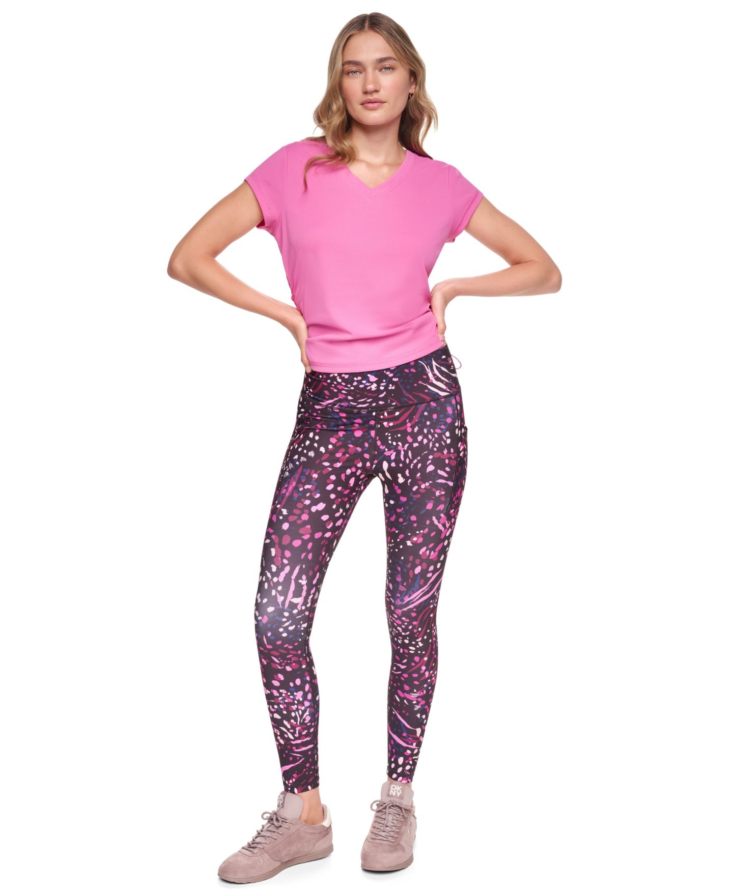 Женские леггинсы DKNY Sport High-Waist 7/8 Leggings with Floating Pockets, цвет: Леопардовый карамельный — фото 10