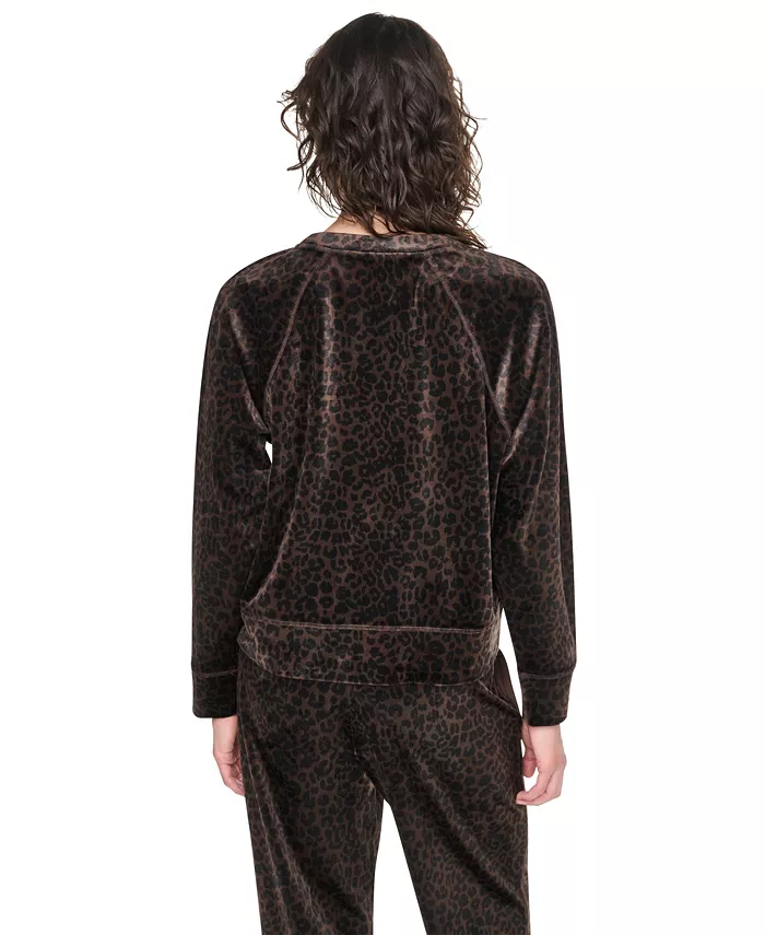 Women's Leopard-Print Super-Soft Velour Raglan Pullover Top - thumbnail 2