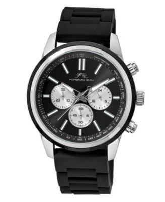 Men's Logan Chronograph Black Silicone Strap Silver Tone Watch 44 mm