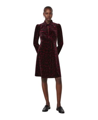 Women's Capri Velvet Long-Sleeve Empire Waistband Dress