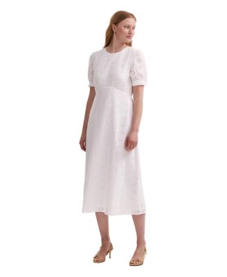 Women's Mela Cotton Floral-Embroidered Eyelet Empire-Waist Midi Tea Dress