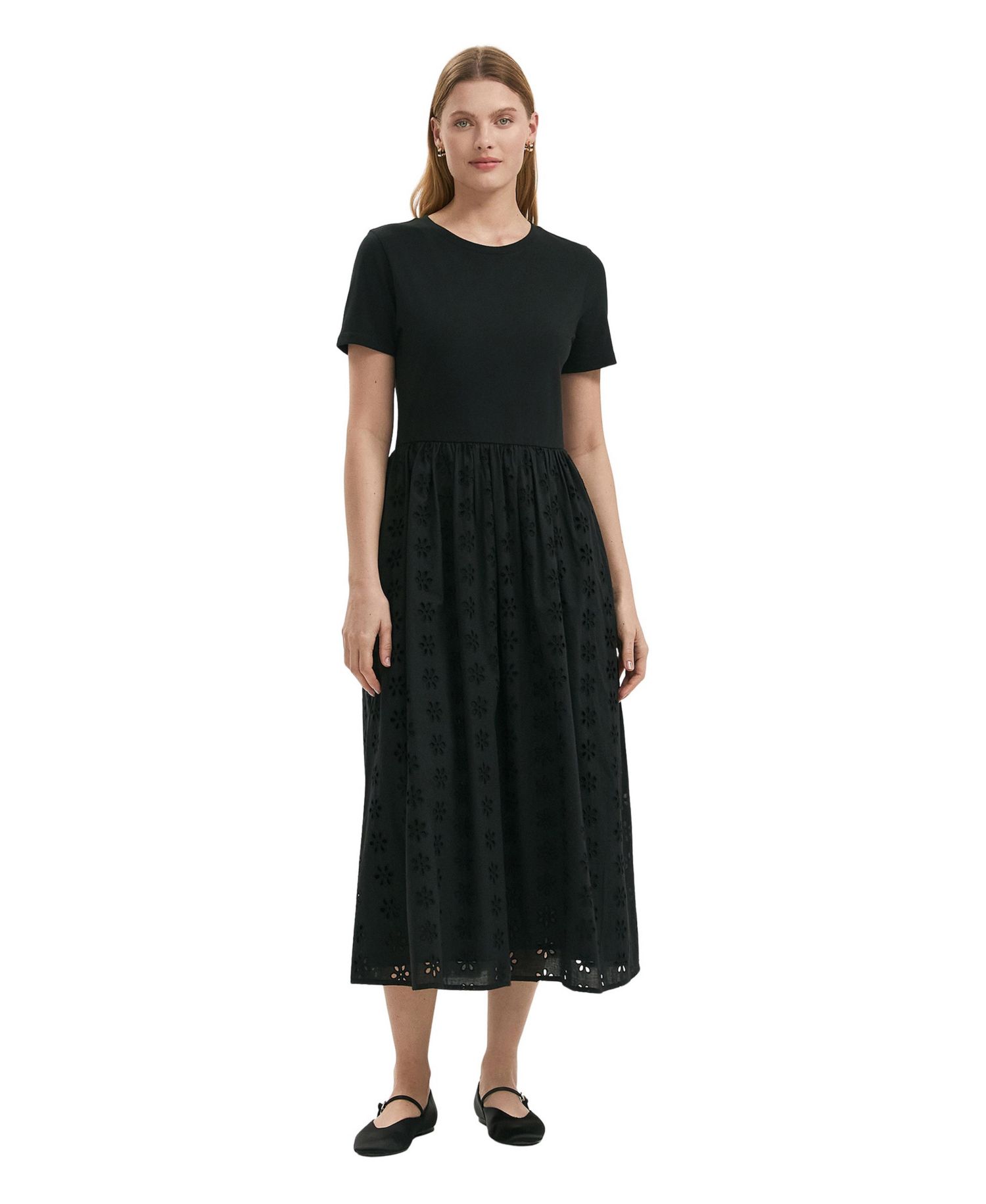 Women's Brea Embroidered Floral Short-Sleeve Midi Dress
