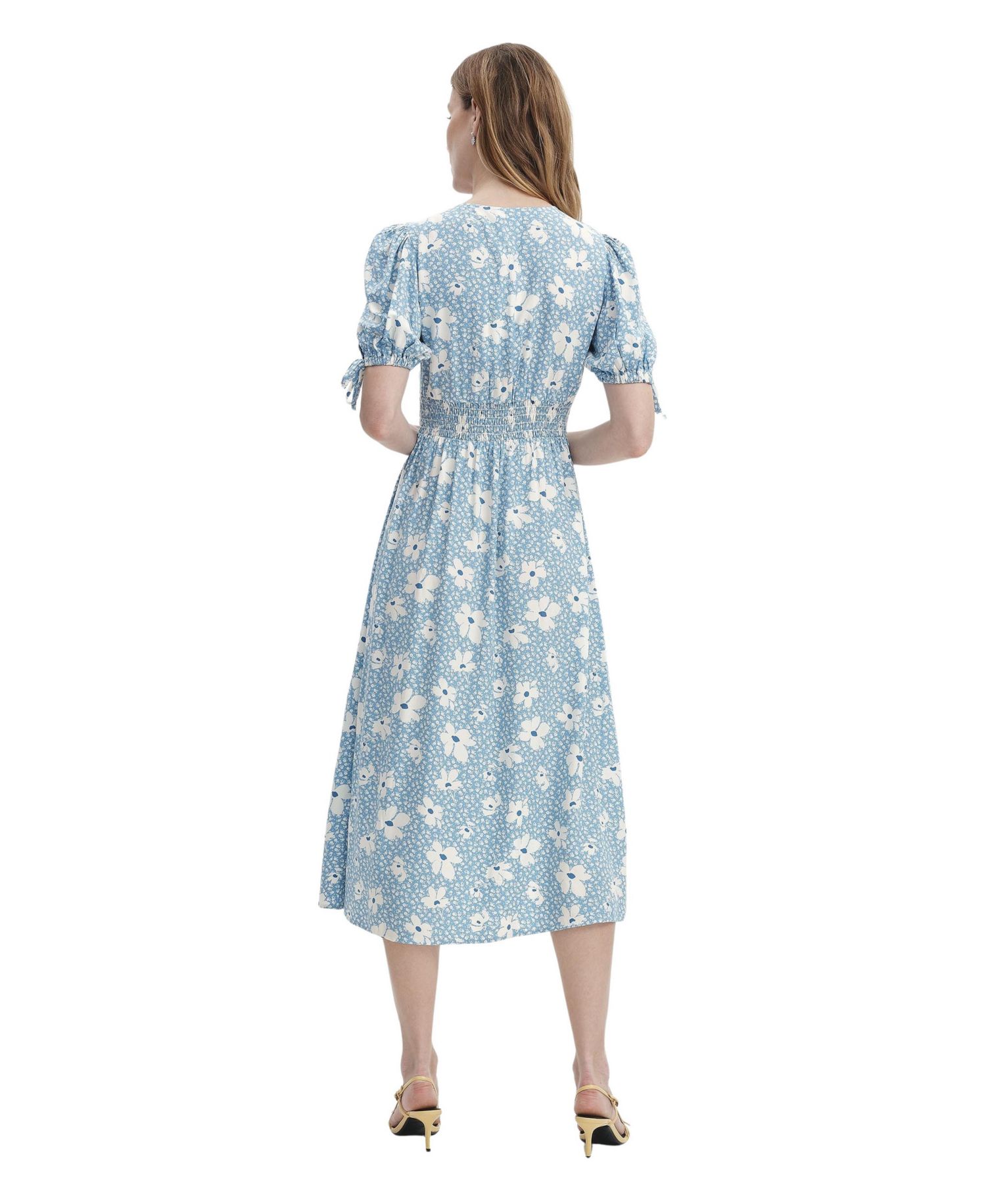 Women's Margot Floral-Print Puff-Sleeve V-Neck Midi Dress