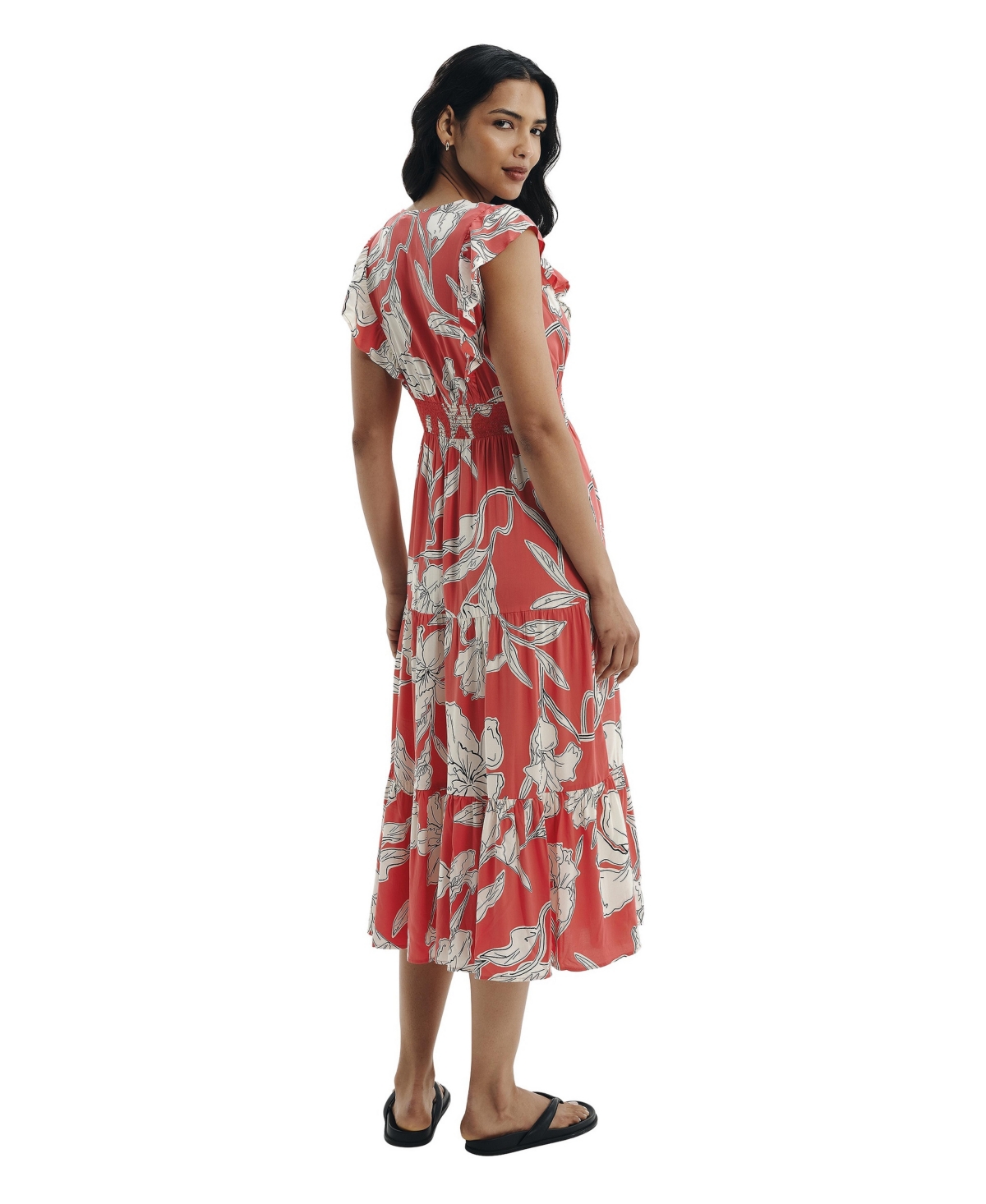 Finery London Women's Mattie V-Neck Tiered Midi Dress