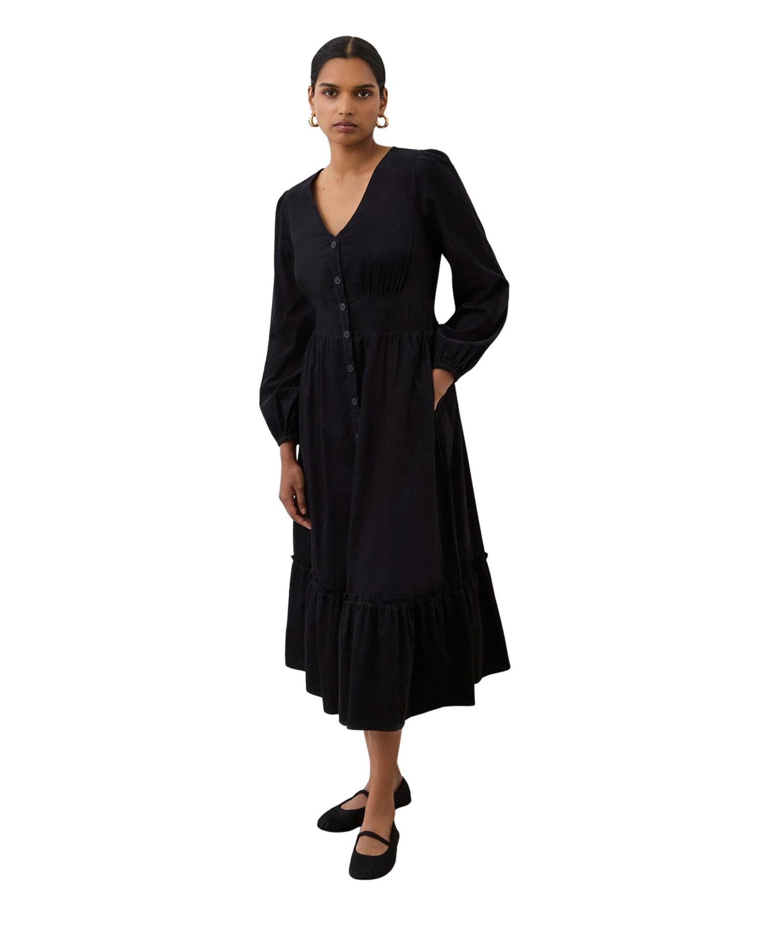 Women's Arizona Long-Sleeve Corduroy Midi Dress