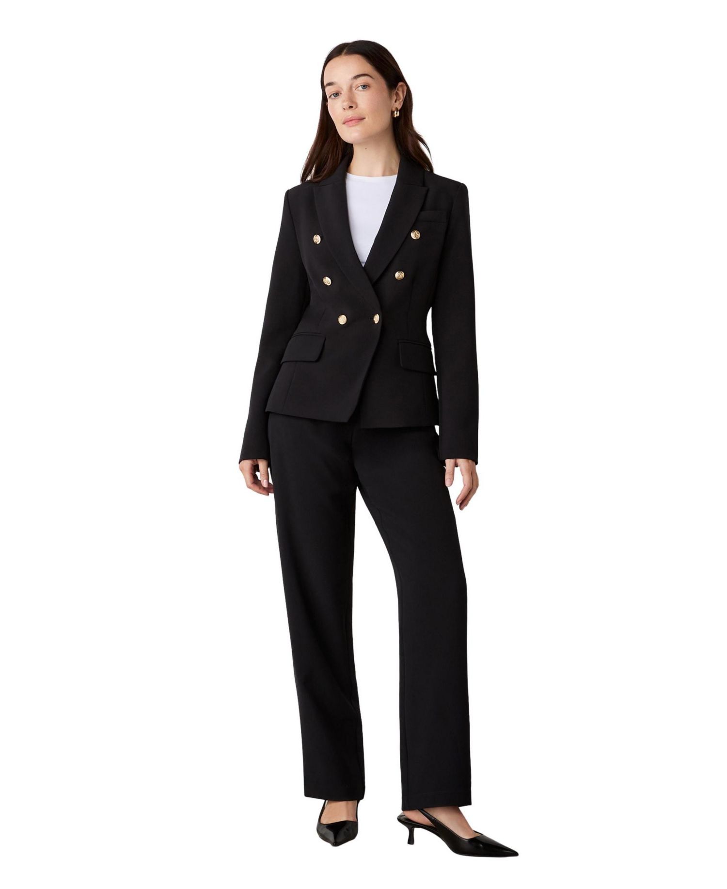 Women's Lydia Double-Breasted Gold-Tone Button Detail Blazer