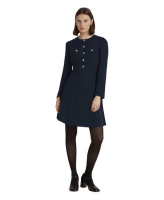 Women's Evie Long-Sleeve Crepe A-Line Dress
