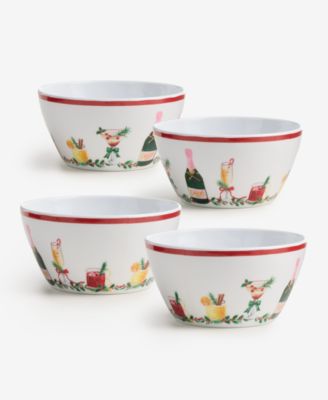 Melamine Cocktail-Print Tidbit Bowls, Set of 2