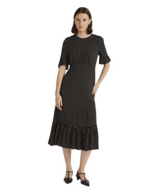 Women's Sylvie Polka-Dot Short-Sleeve Midi Dress