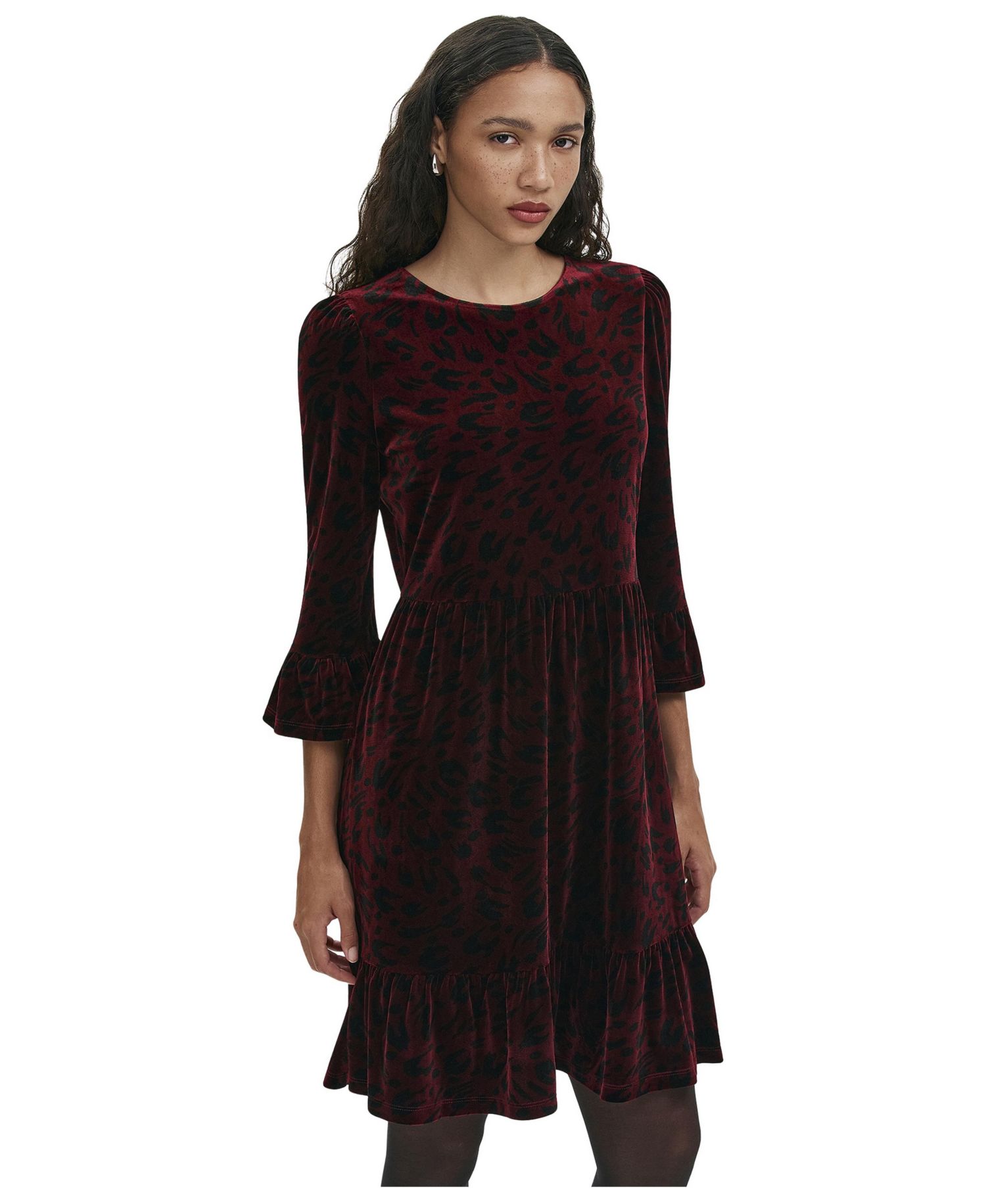 Women's Cammie Velvet Empire-Waist Animal-Print Dress
