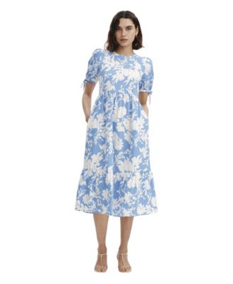 Women's Jessa Floral-Print Tiered Short-Sleeve Midi Dress