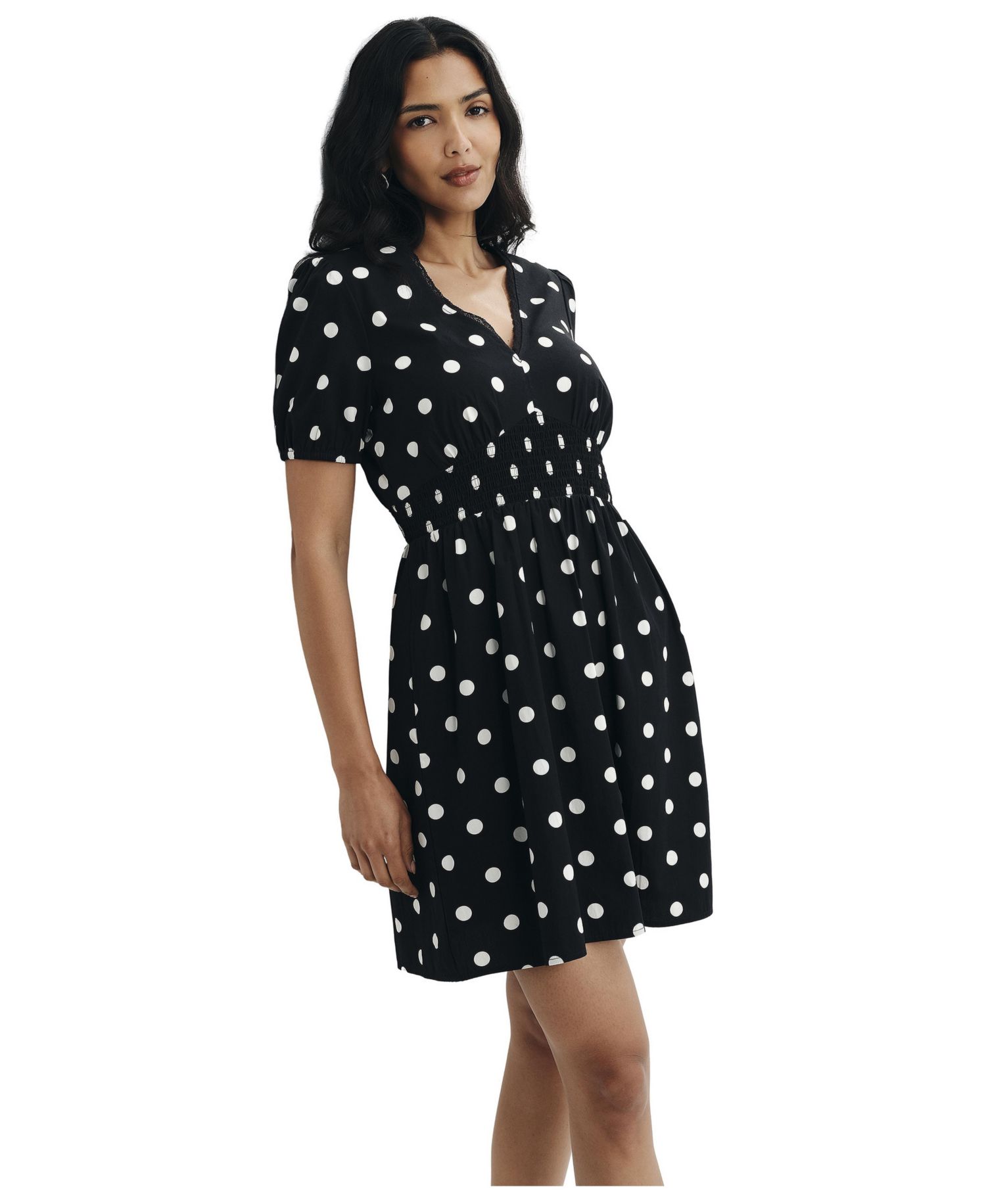 Women's Meadow Polka-Dot Fit & Flare V-Neck Dress