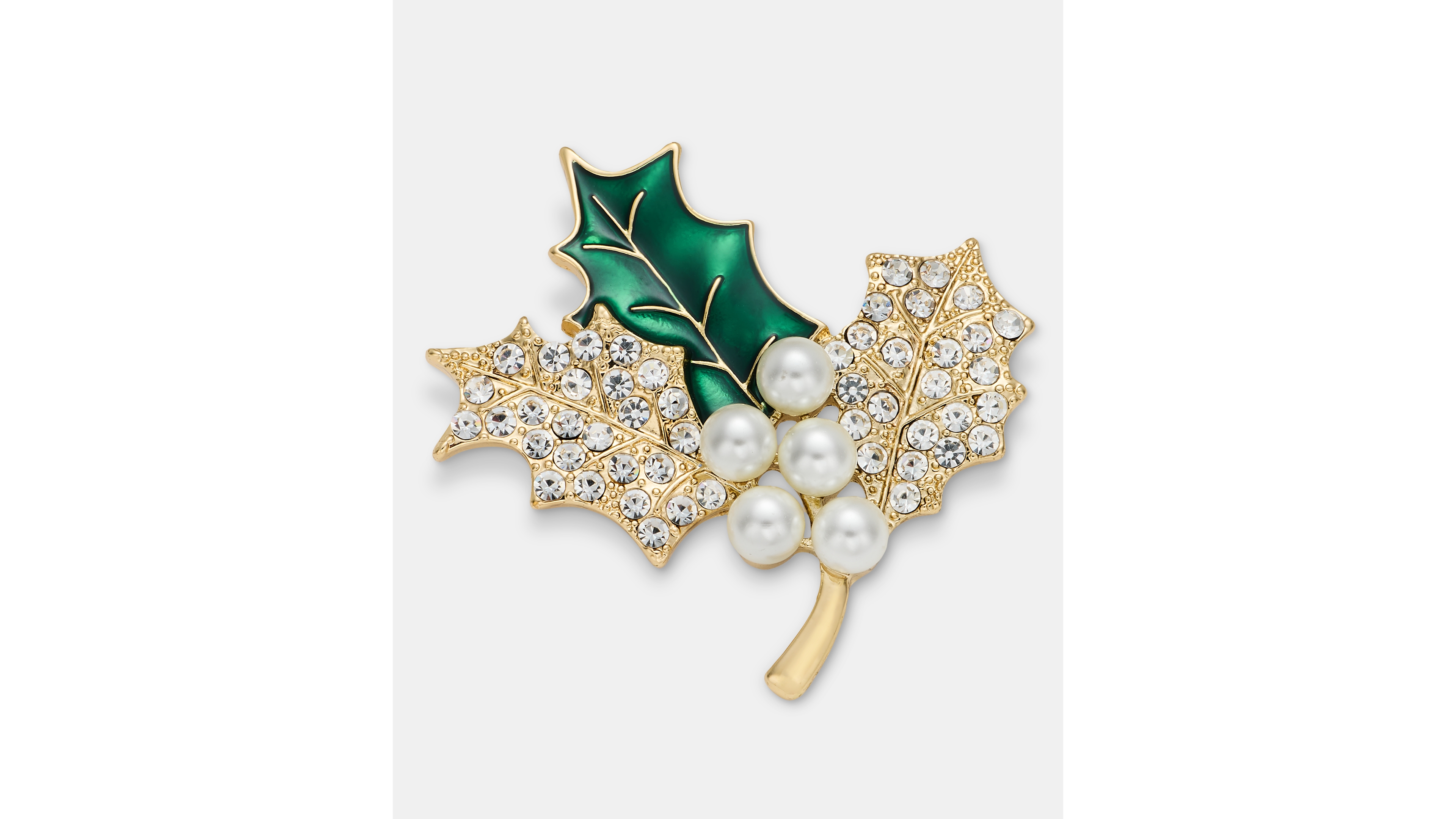 Anne Klein Imitation Pearl Holly Branch Pin