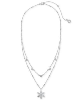 Women's Silver-Tone Cubic Zirconia Snowflake Pendant Necklace