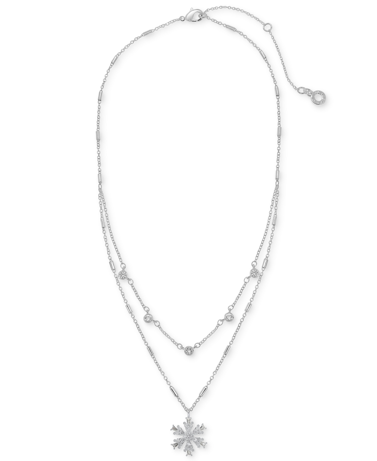 Anne Klein Women's Silver-Tone Cubic Zirconia Snowflake Pendant Necklace - Crystal