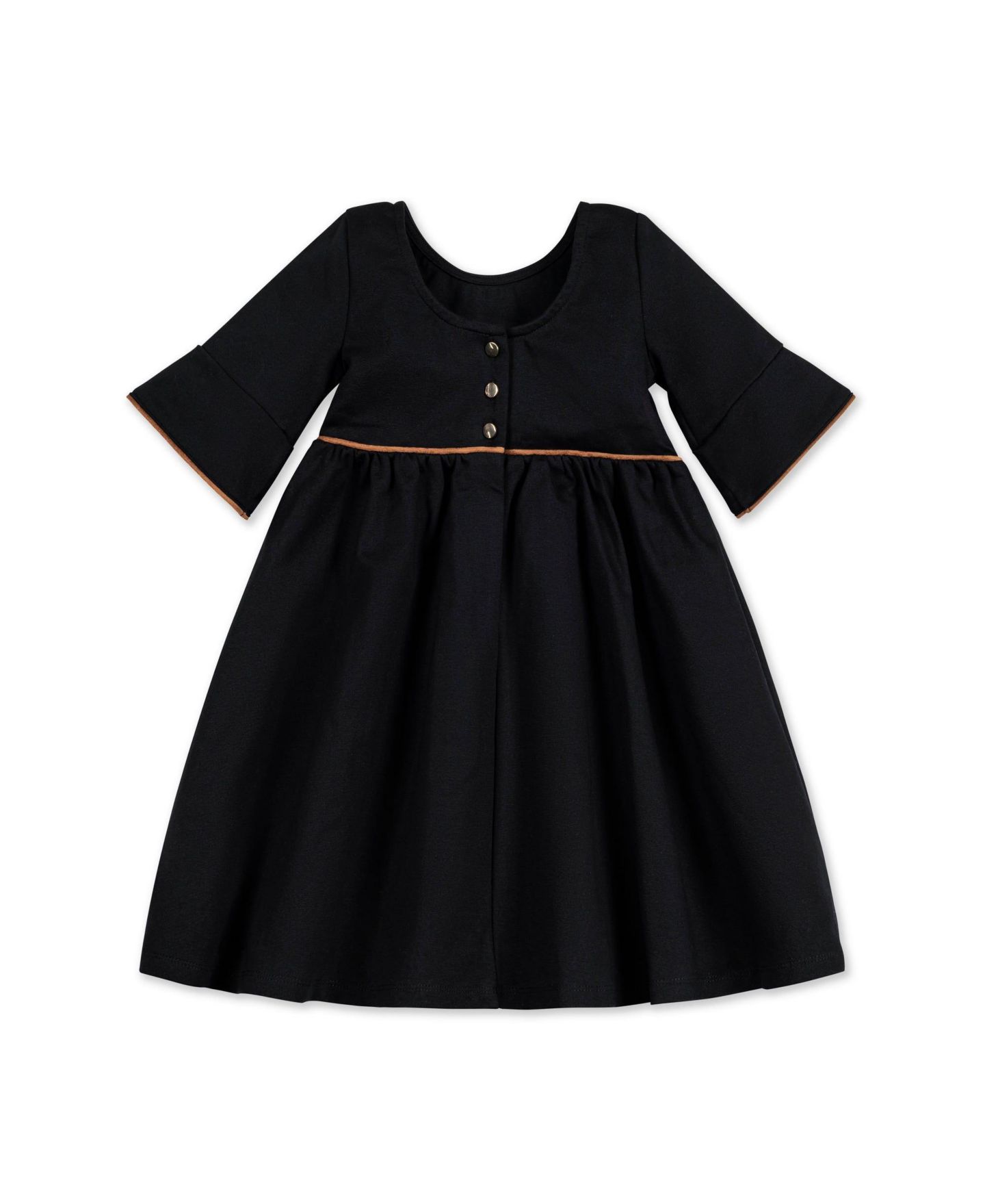 Платье Hope & Henry Ruffle Sleeve Ponte Dress with Suede Detail для девочек, цвет: Чёрный — фото 14