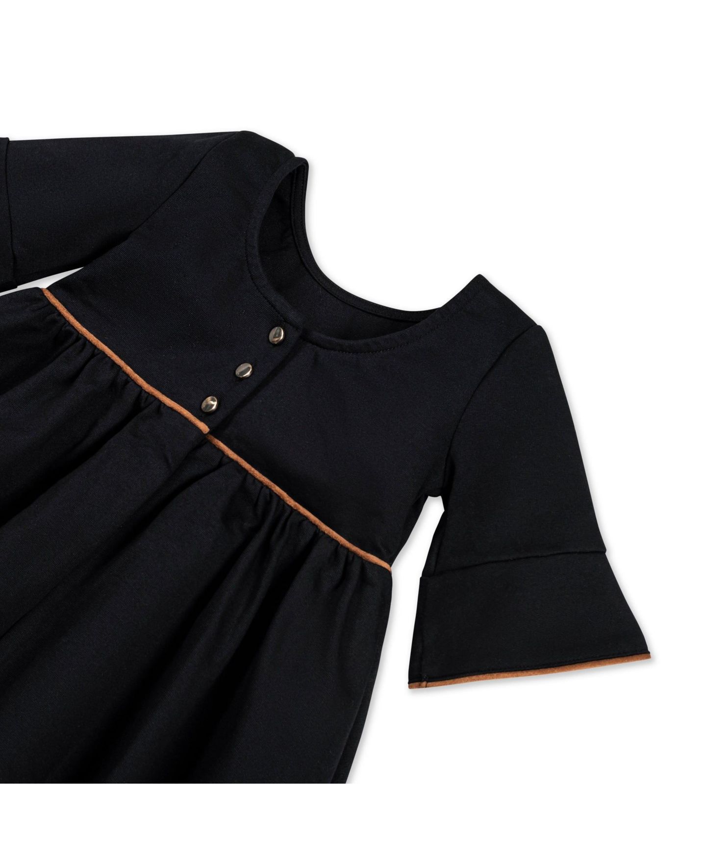 Платье Hope & Henry Ruffle Sleeve Ponte Dress with Suede Detail для девочек, цвет: Чёрный — фото 15