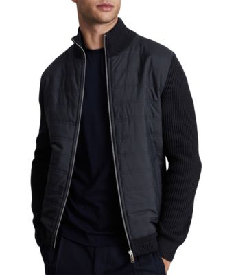 Men's Trainer Hybrid Quilt and Knit Slim-Fit Funnel-Neck Jacket