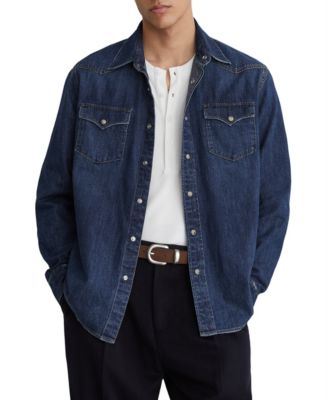 Men's Mountain Western Long-Sleeve Regular-Fit Denim Shirt