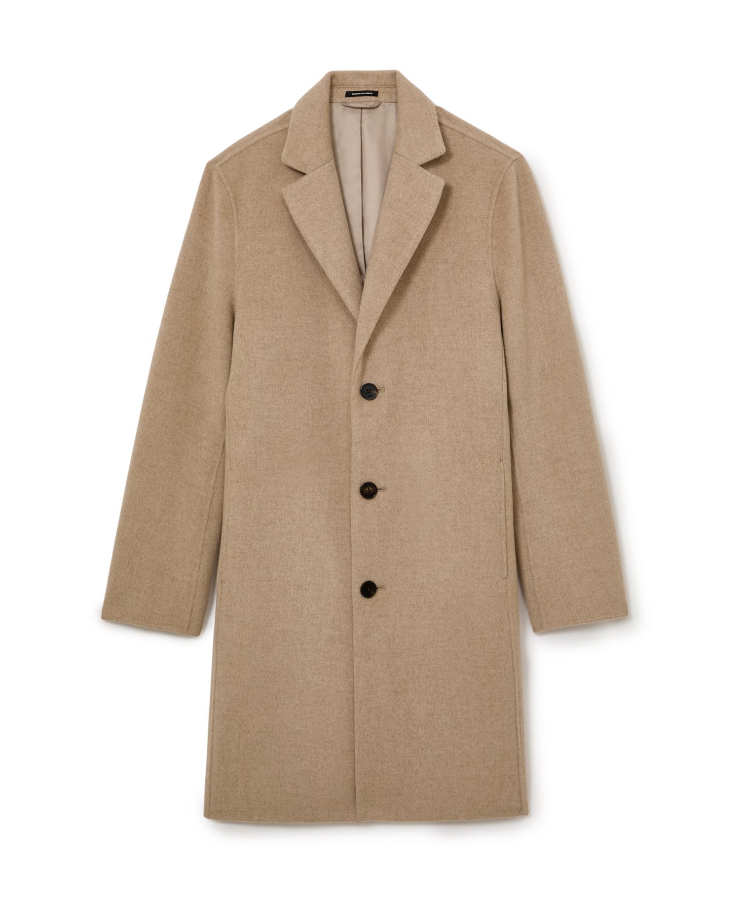 Men's Knight Single-Breasted Wool-Blend Brushed Overcoat