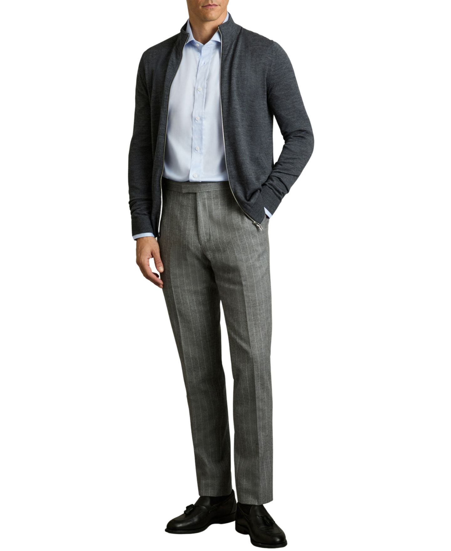 Мужская рубашка REISS Bishopsgate Long-Sleeve Spread-Collar Stretch — фото 3