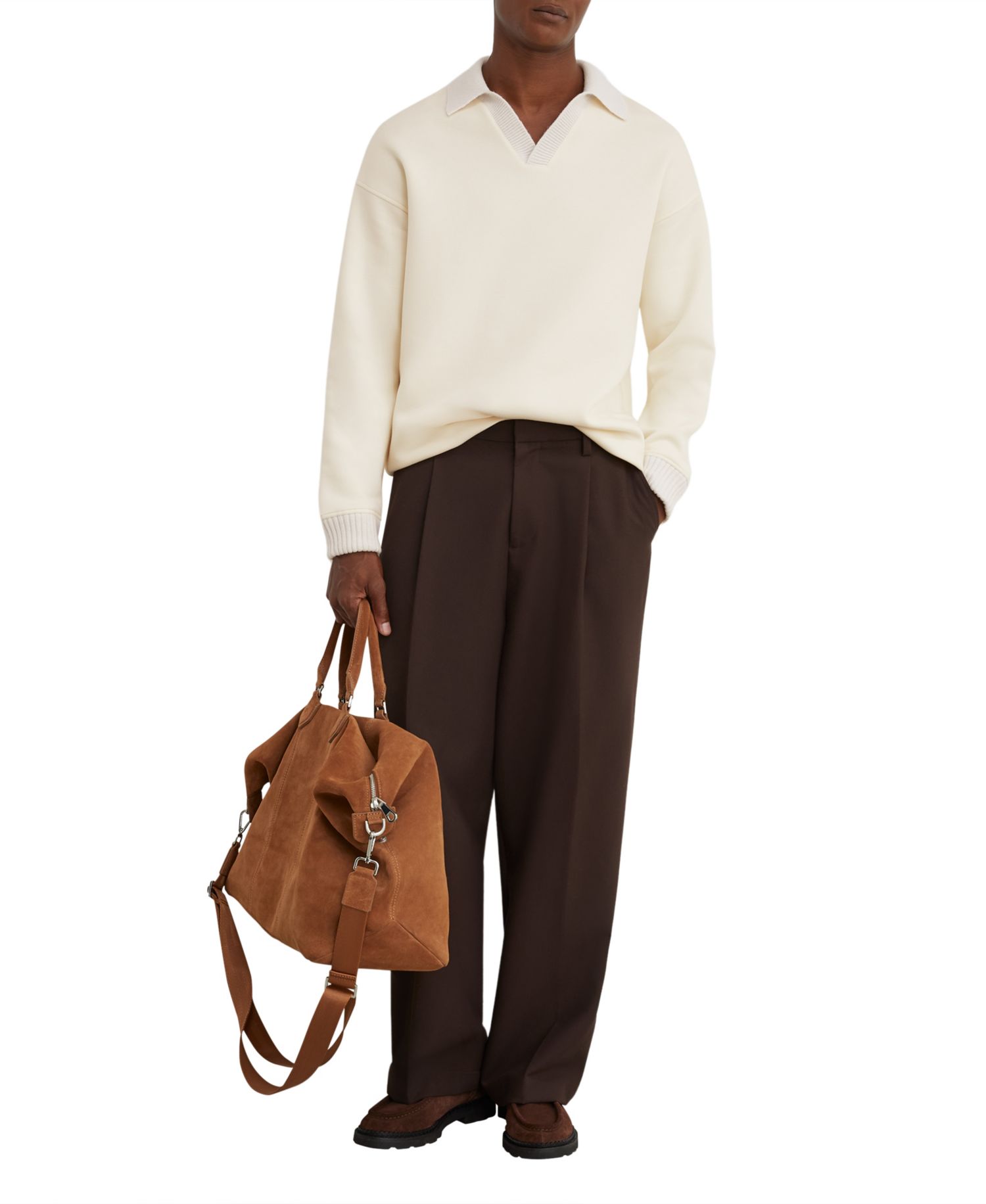 Men's Beaton Premium Interlock Cotton-Blend Dropped-Shoulder Open-Collar Sweatshirt