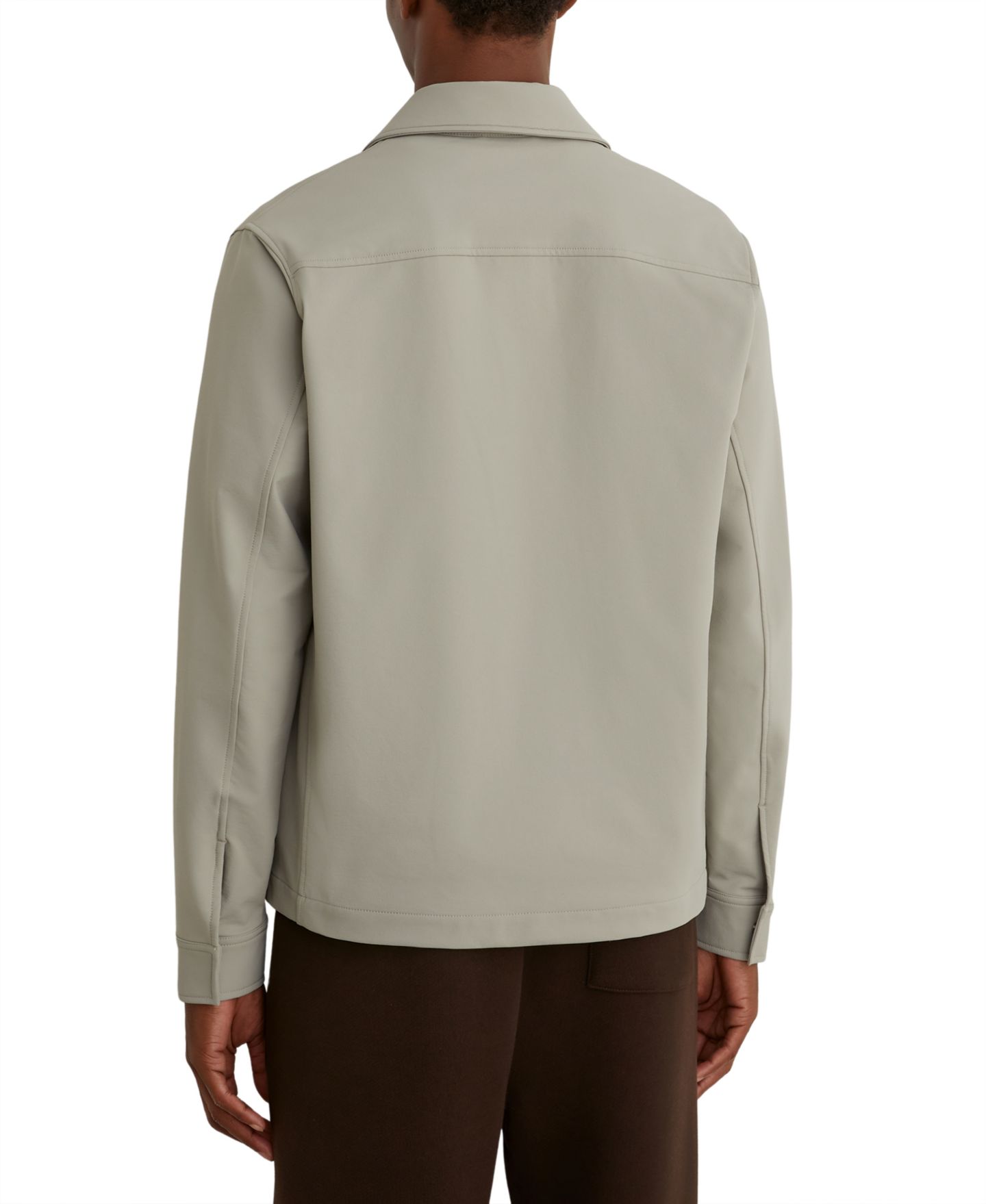 Мужская рубашка REISS Divide Point-Collar Zip-Front Fleece-Lined Overshirt, цвет: Серо-бежевый — фото 2