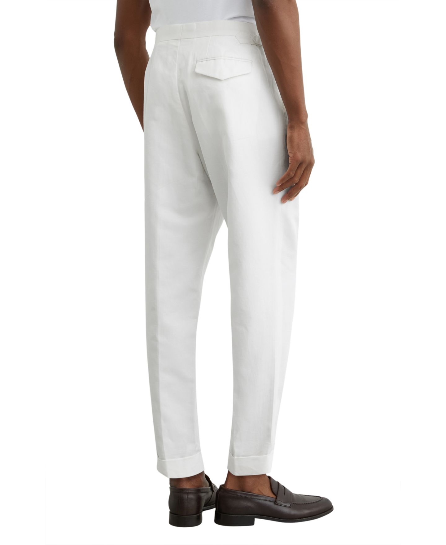 Мужские брюки REISS Com Pleated Linen-Blend Tapered Trousers, цвет: Белый — фото 2