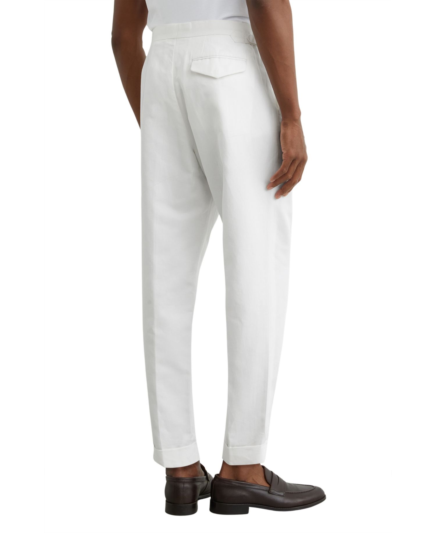 Men's Com Pleated Linen-Blend Tapered Trousers Pants