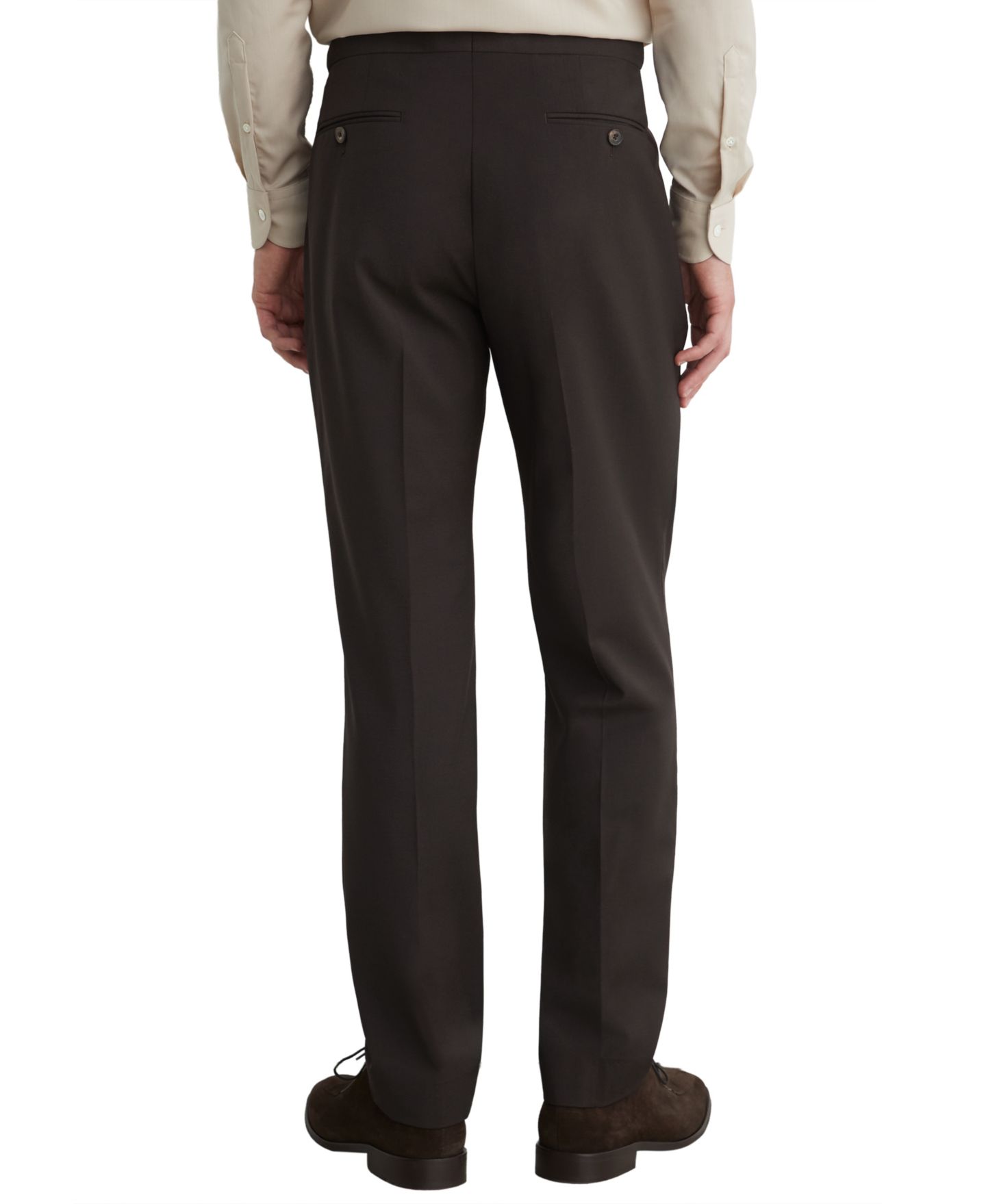 Мужские брюки REISS Dream Side-Adjuster Tailored-Fit Wool-Blend, цвет: Шоколадный коричневый — фото 2