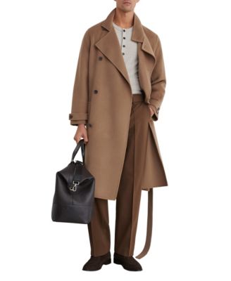 Men's Selation Wool-Blend Belted Long Overcoat