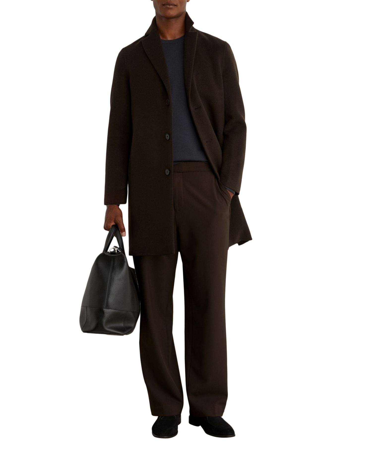 Men's Knight Single-Breasted Wool-Blend Brushed Overcoat