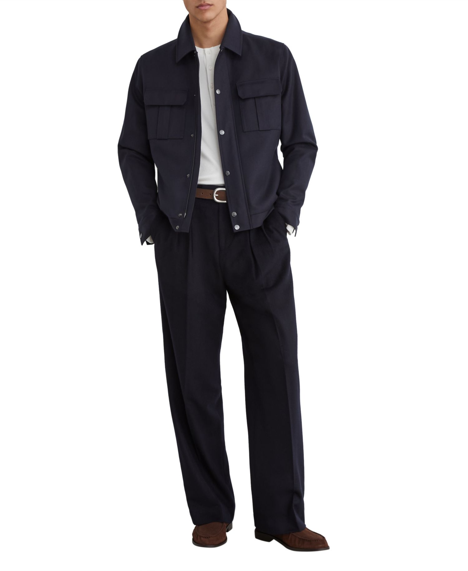 Men's Americas Lyocell-Cotton Twill Utility Regular-Fit Bomber Jacket