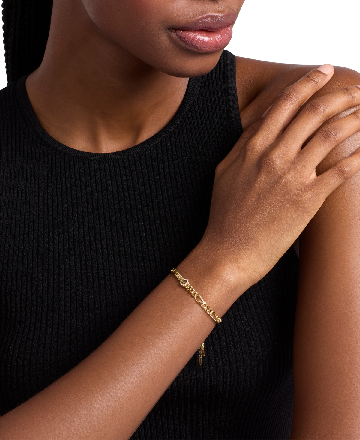 Michael Michael Kors Logo Figaro Chain Bracelet