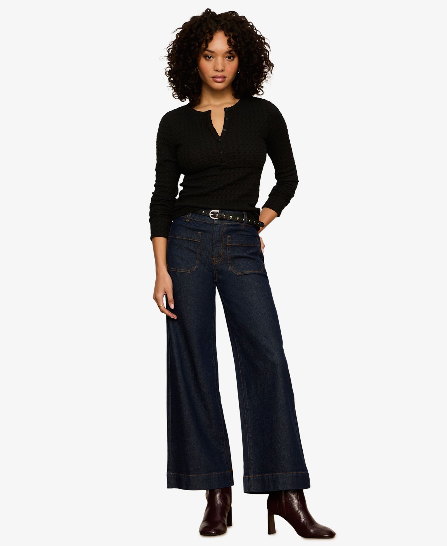Petite Mid-Rise Wide-Leg Jeans