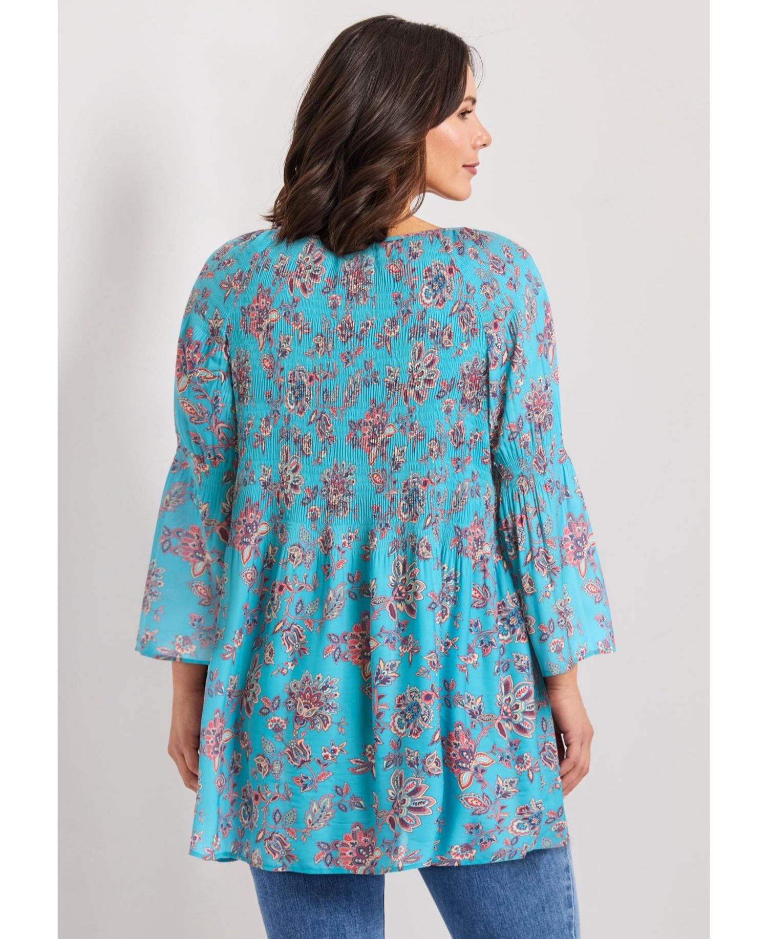 Women's Plus Size Keyhole Bell Sleeve Tunic