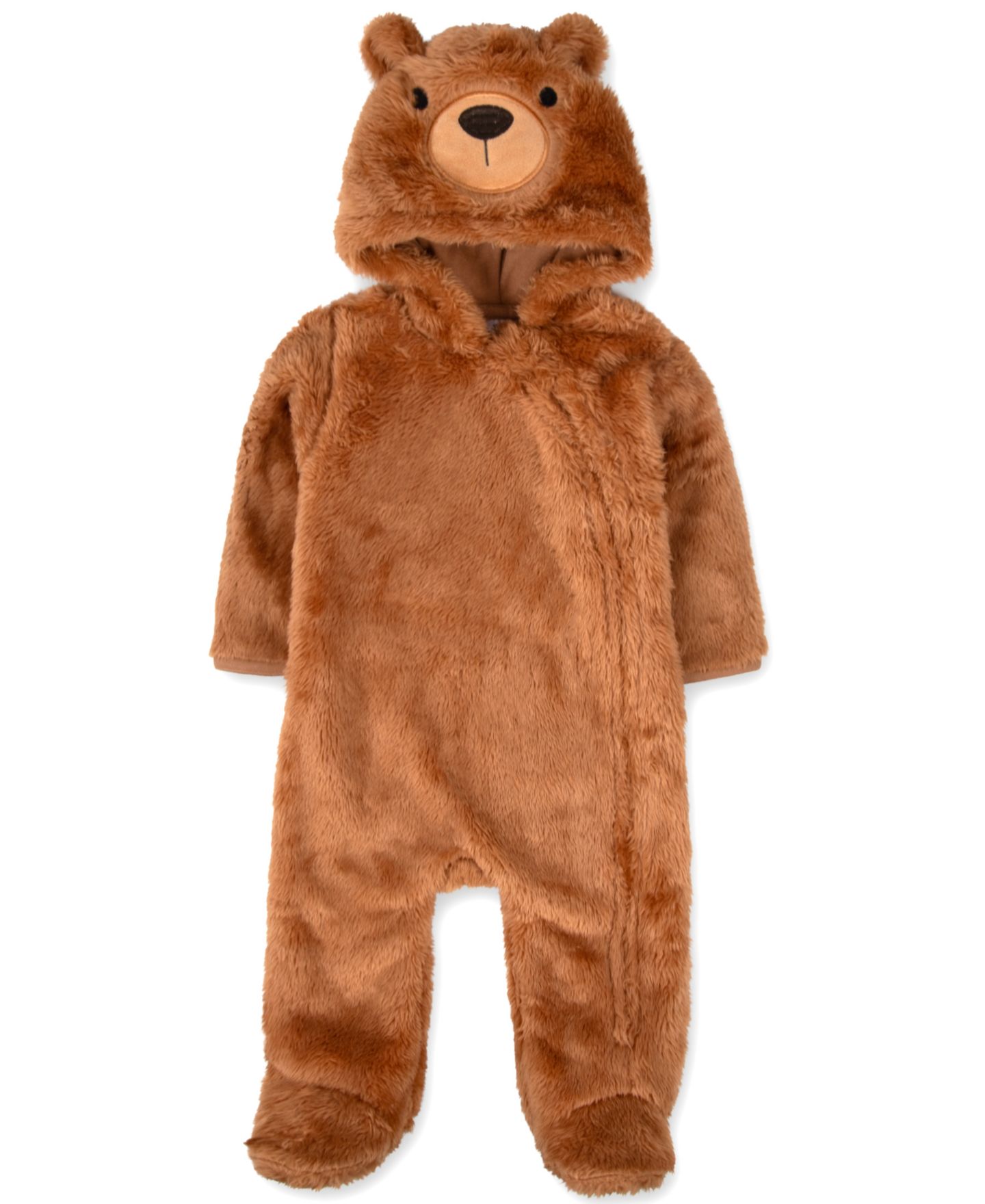 Baby Essentials Baby Boys' Hooded Sherpa Zipper-Closure Footie, цвет: Коричневый — фото 2