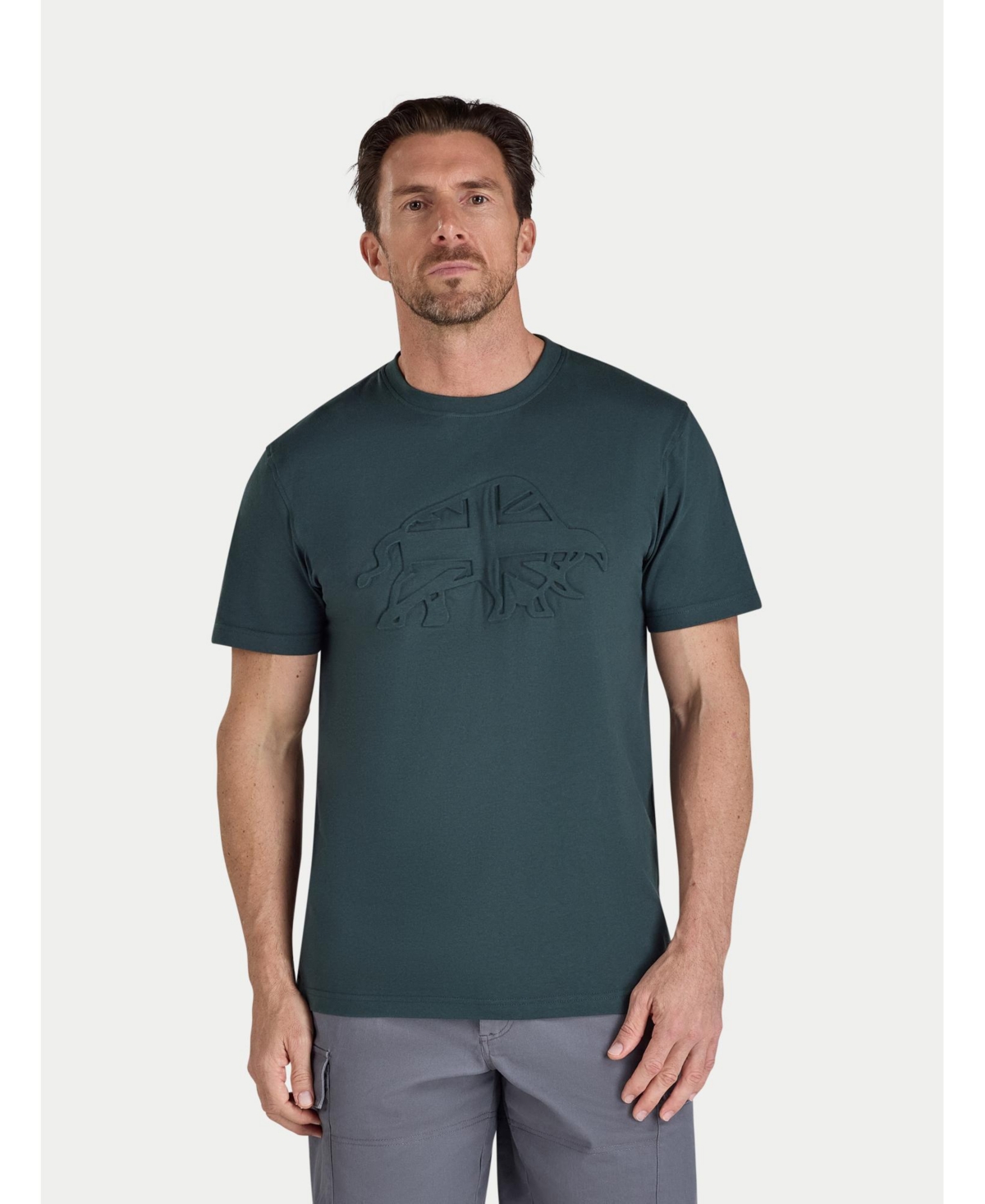 Raging Bull Men's 3D Embossed Cotton Crew Neck T-Shirt