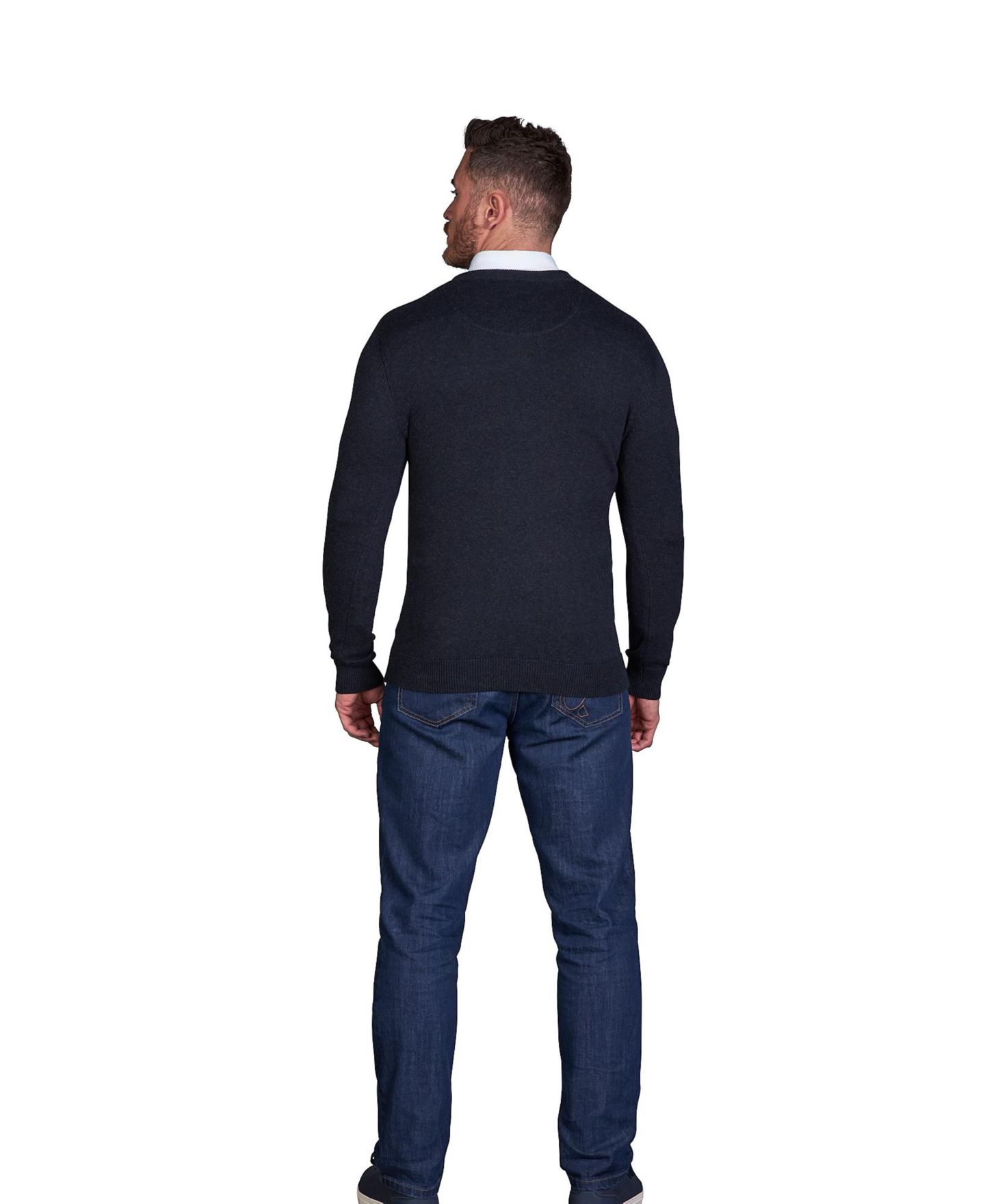 Мужской свитер Raging Bull Classic Long-Sleeve V-Neck Cotton-Cashmere Blend, цвет: Чёрный — фото 4