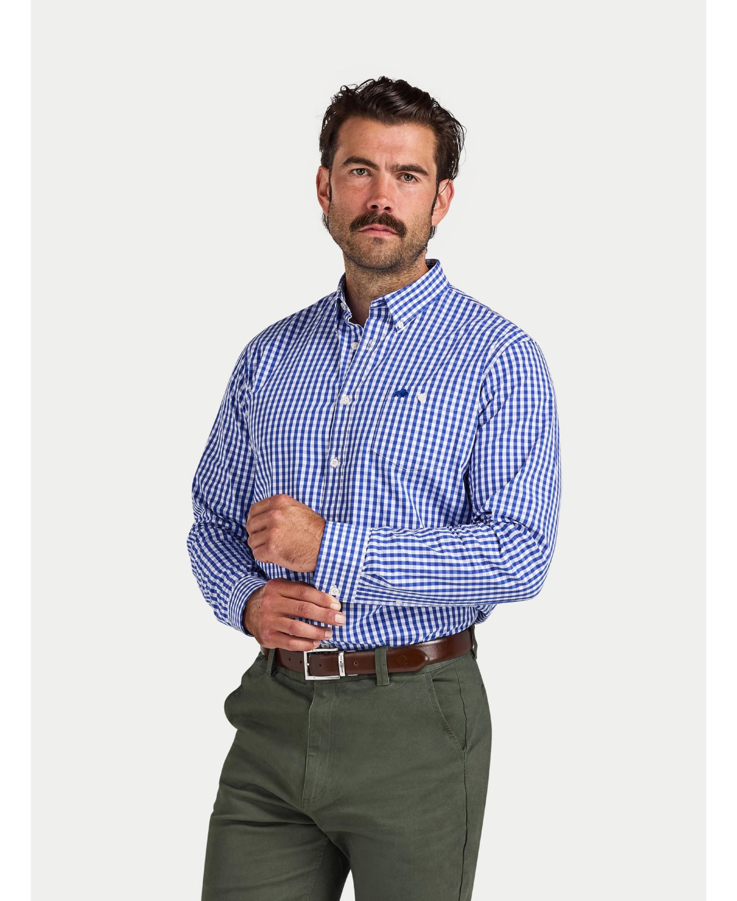 Men's Classic-Fit Gingham Long-Sleeve Dress Shirt